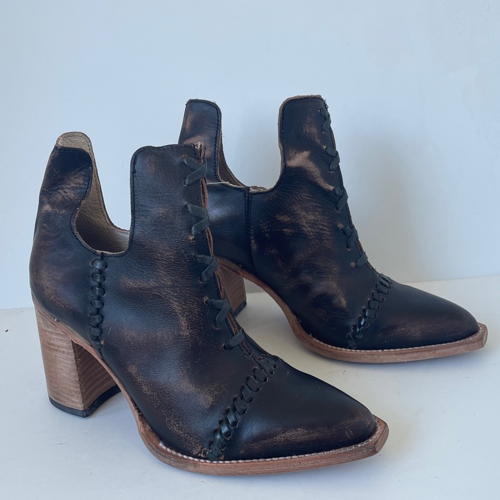 Freebird by Steven Jameson Leather Booties Black Chunky Heel Size 10 NWOB - Picture 10 of 10